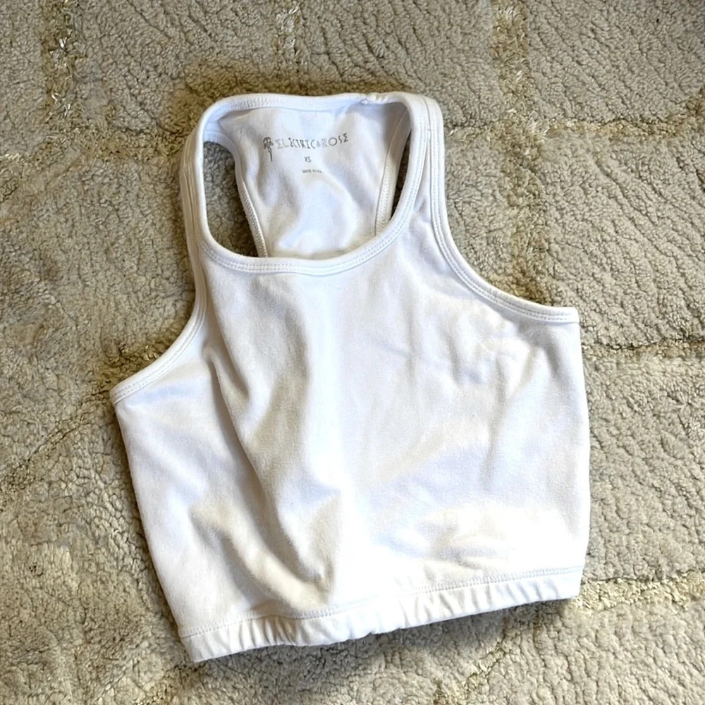 Electric & Rose White Racerback Crop Top XS